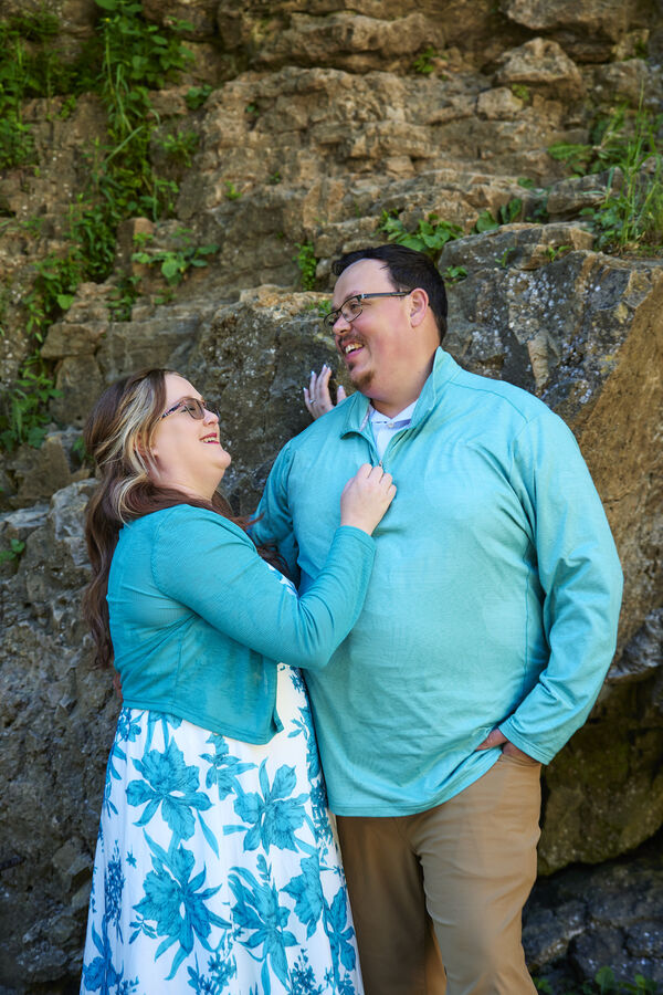 Kimberly and Stephen at a rock wall