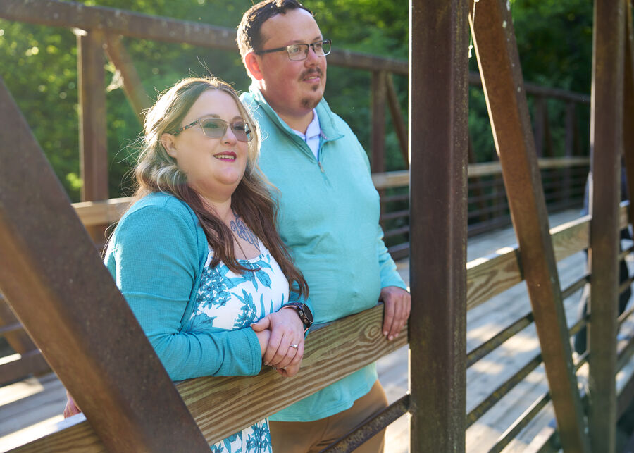 Kimberly and Stephen on a bridge
